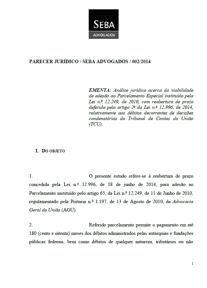 PARECER JURÍDICO SEBA ADVOGADOS 0022014