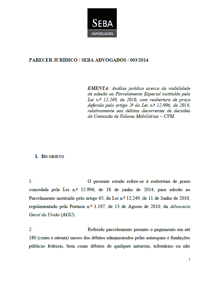 PARECER JURÍDICO SEBA ADVOGADOS 0032014